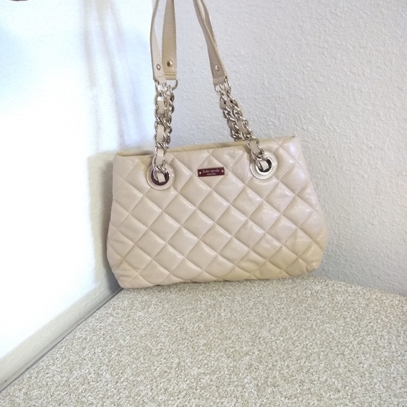 Kate Spade NY Cream Quilted Pebbled Leather Bag
